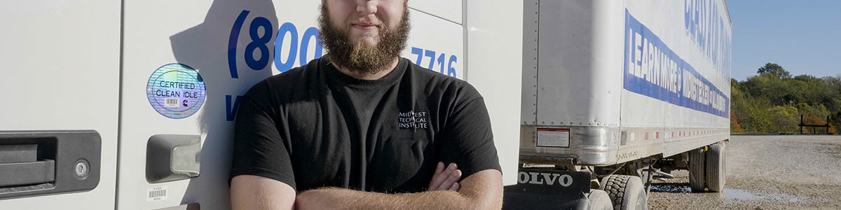 CDL Training Course student in front of MTI truck