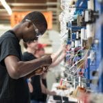 HVAC technician learning in class