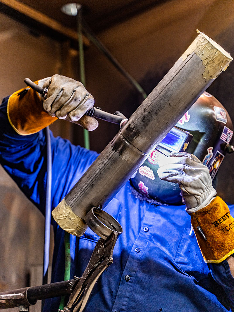 Welder pipe shop
